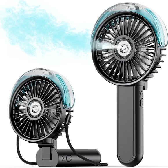 Other - Portable Misting Fan Handheld Personal Fan 180° Foldable with Mist Spray USB Rec
